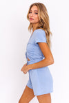 Blue Cinched Waist Romper