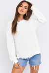 White Distressed Sweater