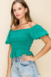 Kelly Green Smocked Top