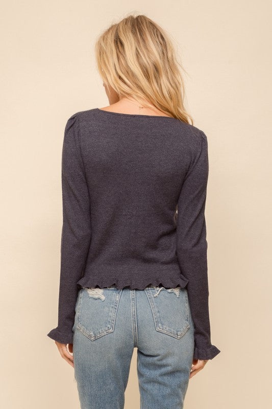 Sweetheart Neck Cinched Sweater