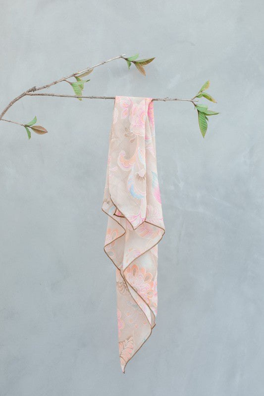 Gold Accent Floral Square Scarf