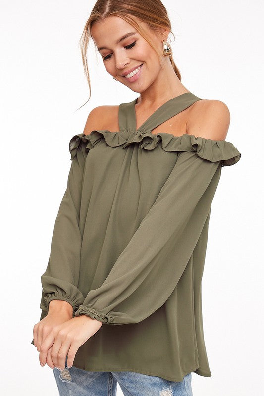 Lana Cold Shoulder Ruffle Top