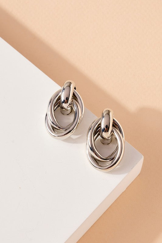 Silver Linked Hoop Earrings