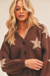 Star Print Cardigan Sweater